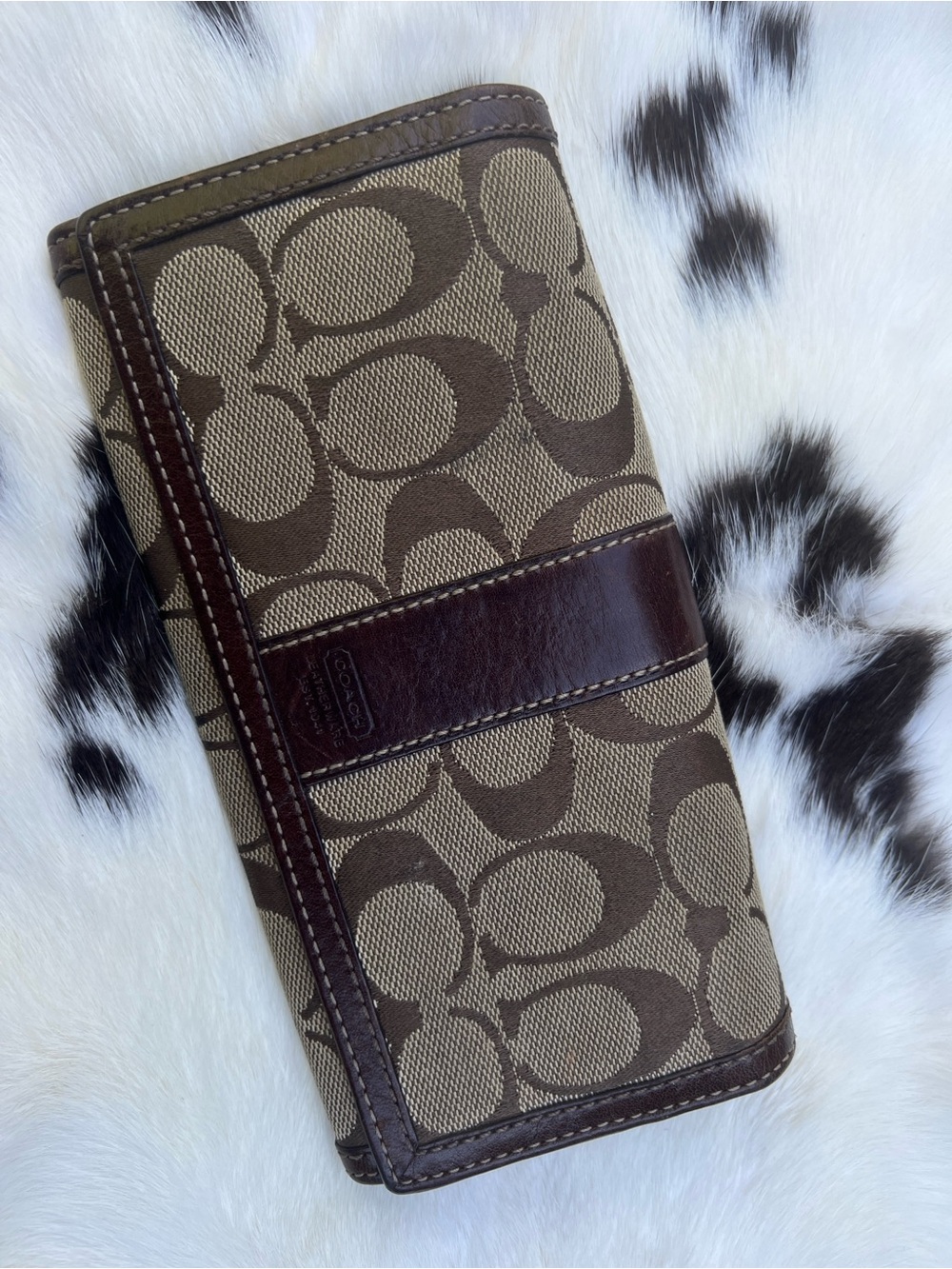 Coach Brown Signature Canvas Continental Wallet
